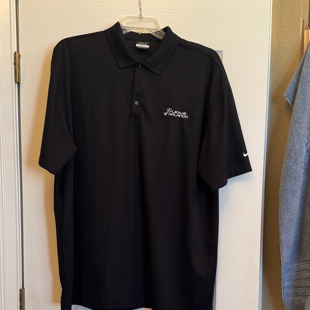 Nike Golf DriFit Black Polo Shirt with White Lexus of Orlando Logo